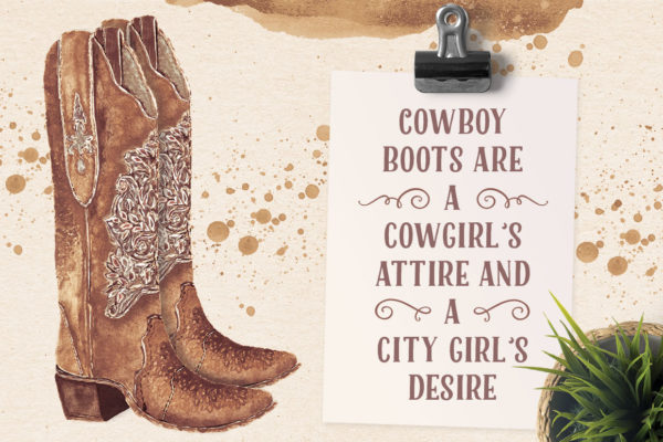 pair of watercolor cowboy boots